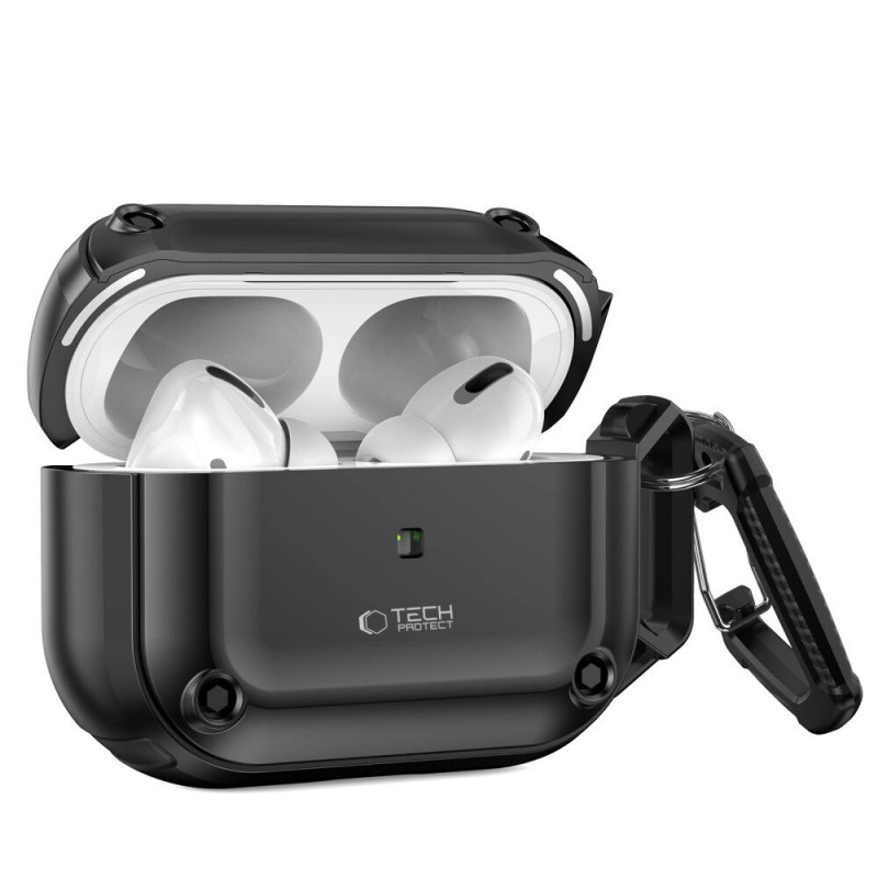 Tech-Protect Rough Hook-hoesje met karabijnhaak voor Apple AirPods Pro 1 / 2, zwart