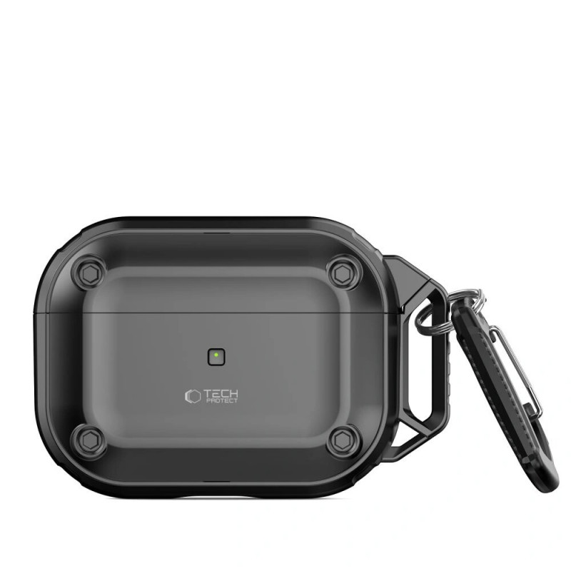 Tech-Protect Rough Hook-hoesje met karabijnhaak voor Apple AirPods Pro 1 / 2, zwart