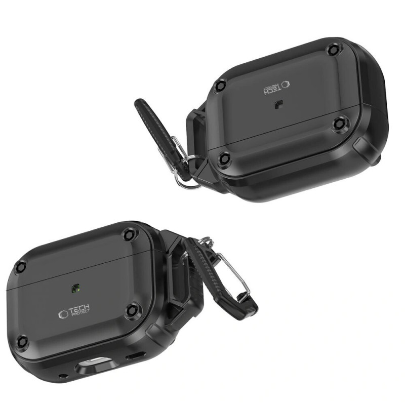Tech-Protect Rough Hook-hoesje met karabijnhaak voor Apple AirPods Pro 1 / 2, zwart