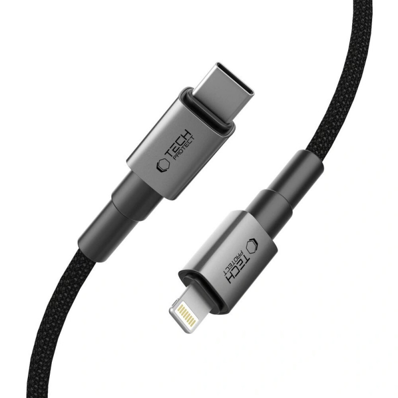 Tech-Protect Ultraboost DNA USB-C / Lightning-kabel PD27W/3A 200 cm, Iron Grey
