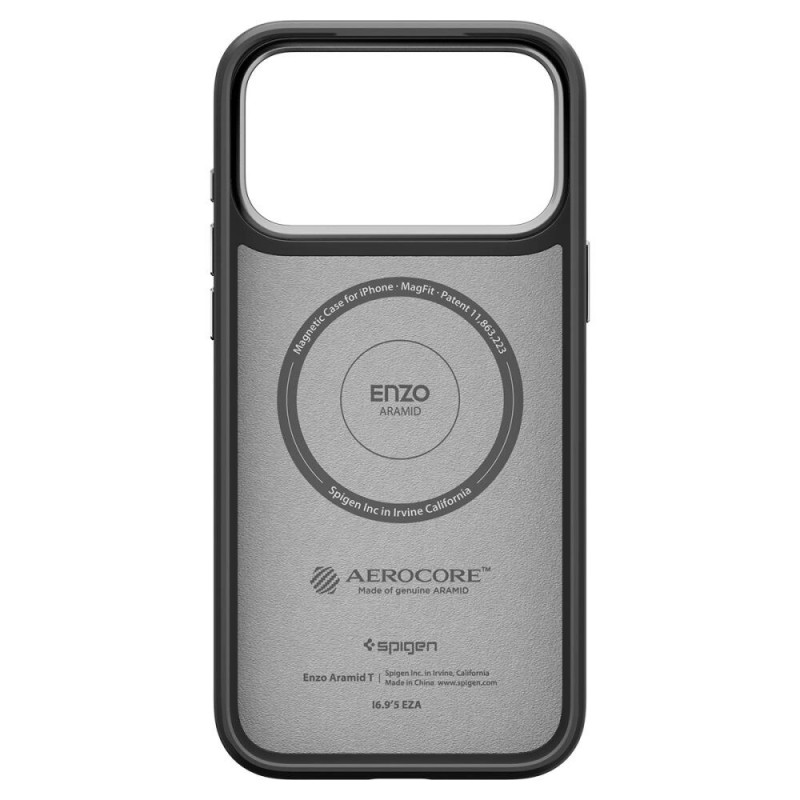Spigen Enzo Aramid T Mag MagSafe-hoesje voor Apple iPhone 17 Pro Max / 18 Pro Max, zwart/zilver