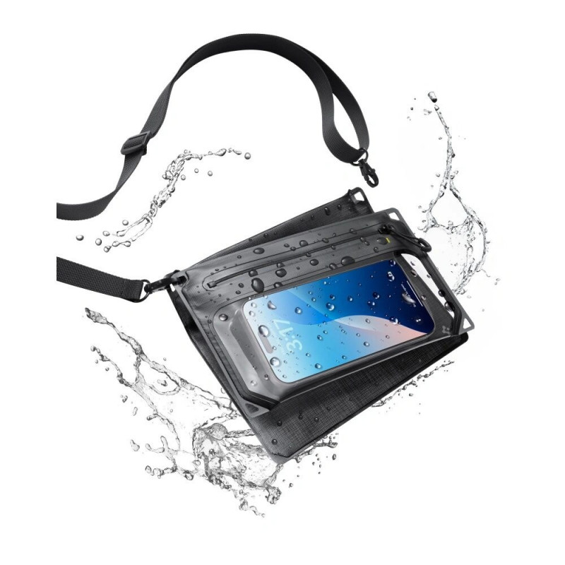 Spigen A640 universele waterdichte crossbodytas, zwart