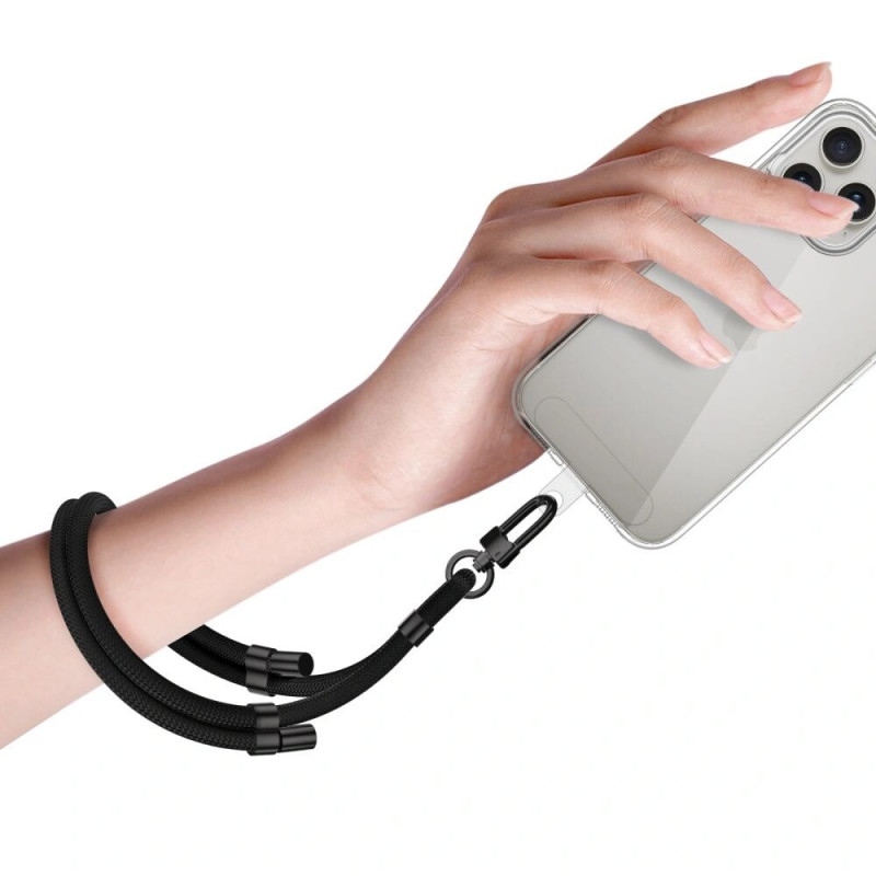 Tech-Protect C4S Rope polsbandje voor telefoon, zwart