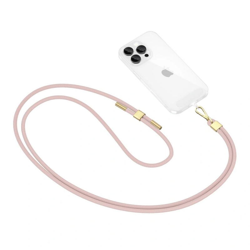 Tech-Protect C2S Rope Crossbody telefoonkoord, Baby Pink/gold
