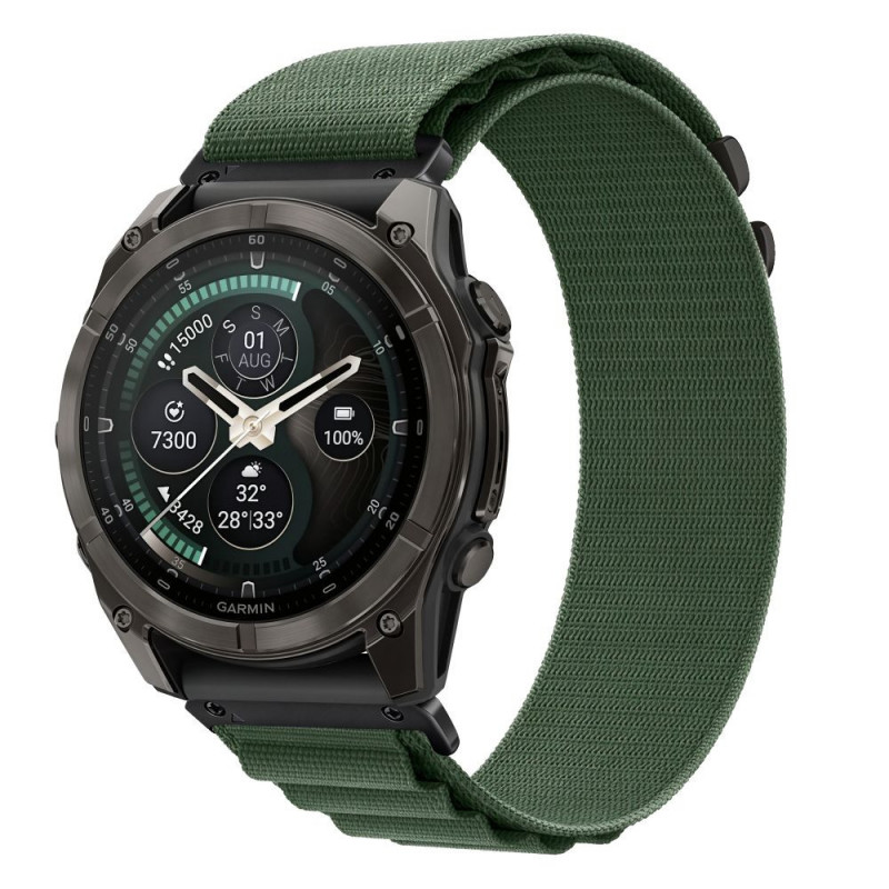 Tech-Protect Nylon Pro horlogeband voor Garmin Fenix 5X / 5X Plus / 6X / 6X Pro / 7X / 8 / 8 Pro / 9 / 9 Pro (47 mm), legergroen
