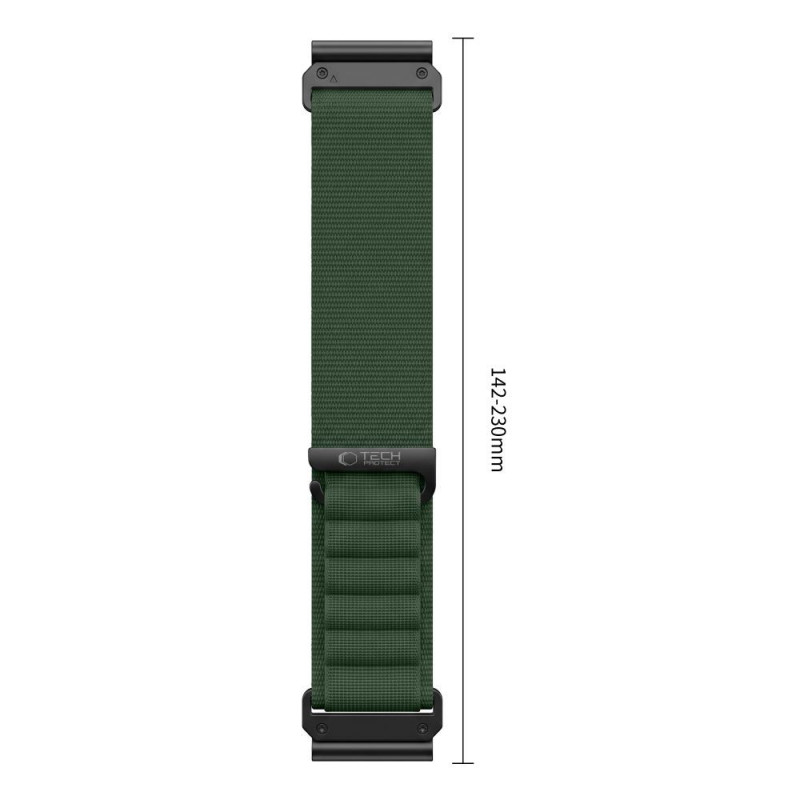 Tech-Protect Nylon Pro horlogeband voor Garmin Fenix 5X / 5X Plus / 6X / 6X Pro / 7X / 8 / 8 Pro / 9 / 9 Pro (47 mm), legergroen
