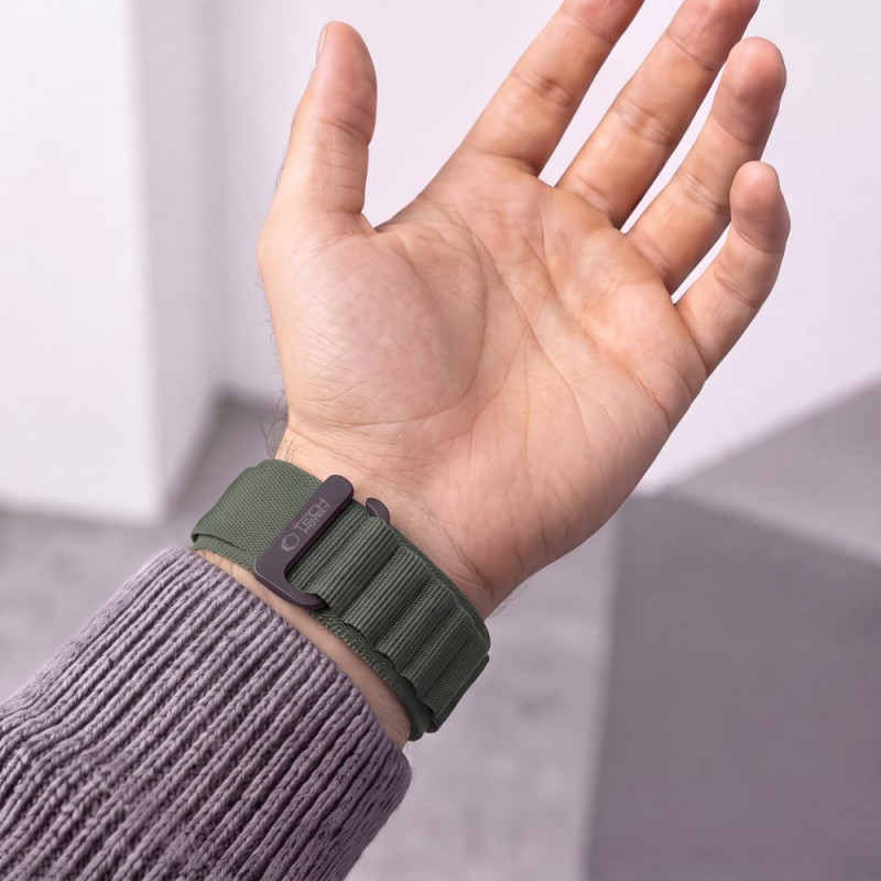 Tech-Protect Nylon Pro horlogeband voor Garmin Fenix 5X / 5X Plus / 6X / 6X Pro / 7X / 8 / 8 Pro / 9 / 9 Pro (47 mm), legergroen