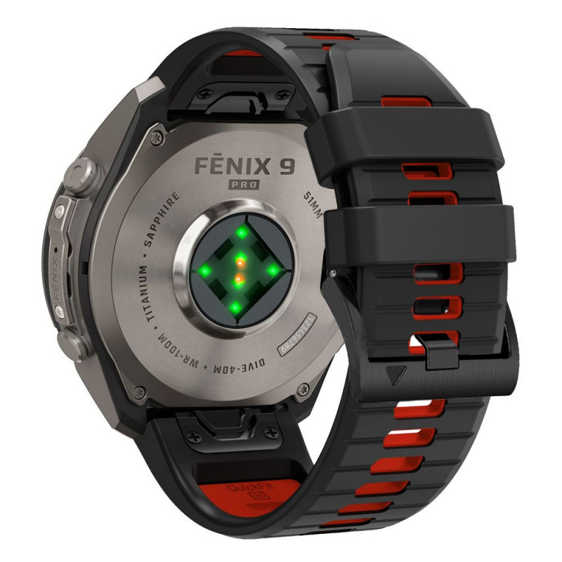 Tech-Protect Iconband Pro THP6038 horlogeband voor Garmin Fenix 5X / 5X Plus / 6X / 6X Pro / 7X / 8 / 8 Pro / 9 / 9 Pro (51 mm), zwart / rood