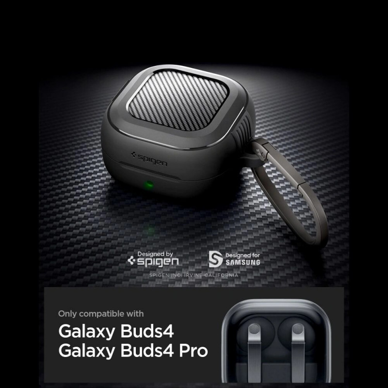 Spigen Rugged Armor-hoesje voor Samsung Galaxy Buds 4 / 4 Pro, mat zwart