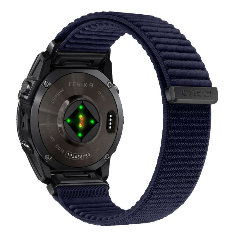 Tech-Protect NylonLoop THP6105 horlogeband voor Garmin Fenix 5X / 5X Plus / 6X / 6X Pro / 7X / 8 / 8 Pro / 9 / 9 Pro (51 mm), marineblauw