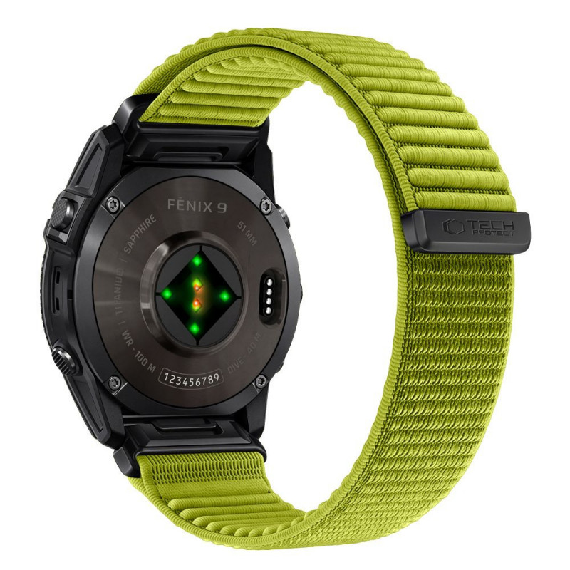 Tech-Protect NylonLoop THP6106 horlogeband voor Garmin Fenix 5X / 5X Plus / 6X / 6X Pro / 7X / 8 / 8 Pro / 9 / 9 Pro (51 mm), electric lime