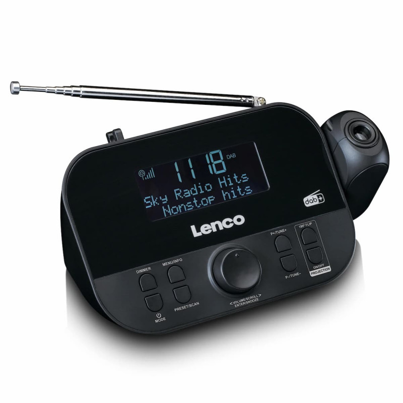 Lenco CR-615BK radiowekker met projectie, DAB+/FM, zwart