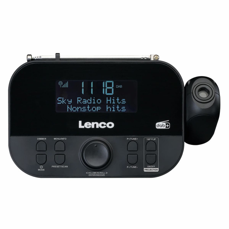 Lenco CR-615BK radiowekker met projectie, DAB+/FM, zwart
