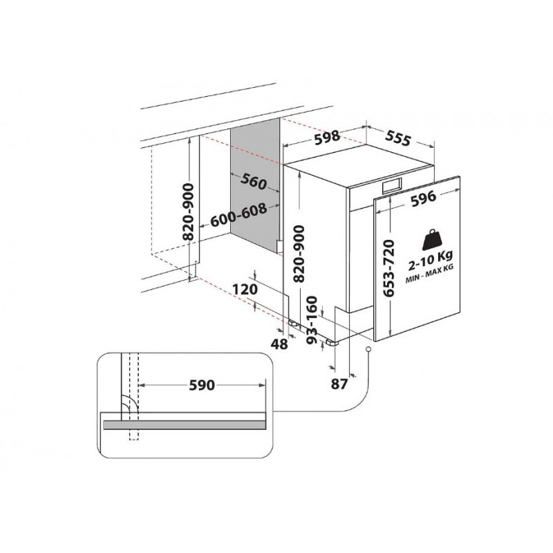Whirlpool WH7ITD14C6N6 Inbouwvaatwasser, 60 cm, 46 dB, 14 couverts
