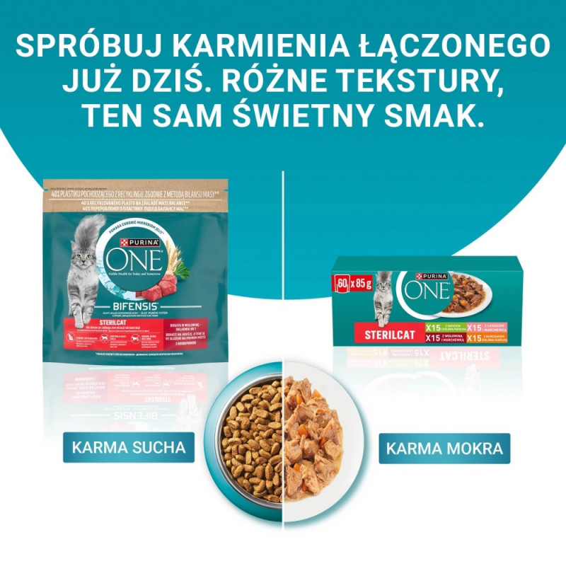 Purina ONE Sterilcat Kattenvoer, Rundvlees & Wortel, 60 x 85 g