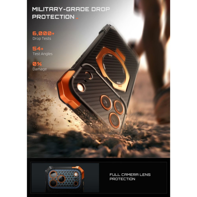 Supcase UB Grip Mag MagSafe Aramid hoesje voor Apple iPhone 17 Pro Max / 18 Pro Max, zwart/oranje