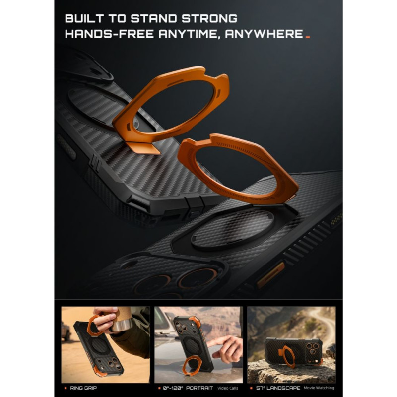 Supcase UB Grip Mag MagSafe Aramid hoesje voor Apple iPhone 17 Pro Max / 18 Pro Max, zwart/oranje