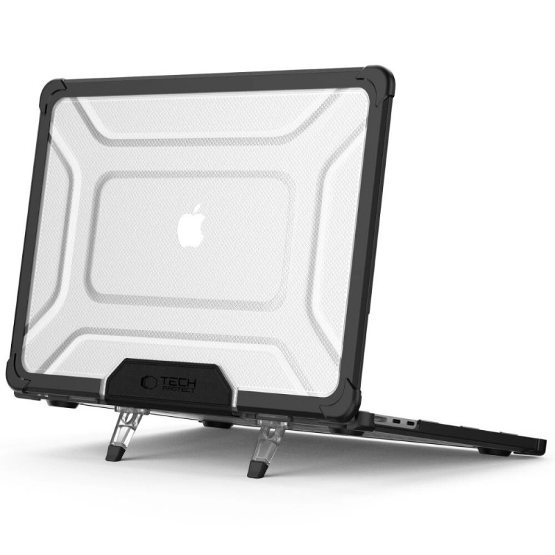 Tech-Protect SmartShell Pro hoes voor Apple MacBook Air 13" (M2/M3/M4/M5) 2023-2025, zwart/transparant
