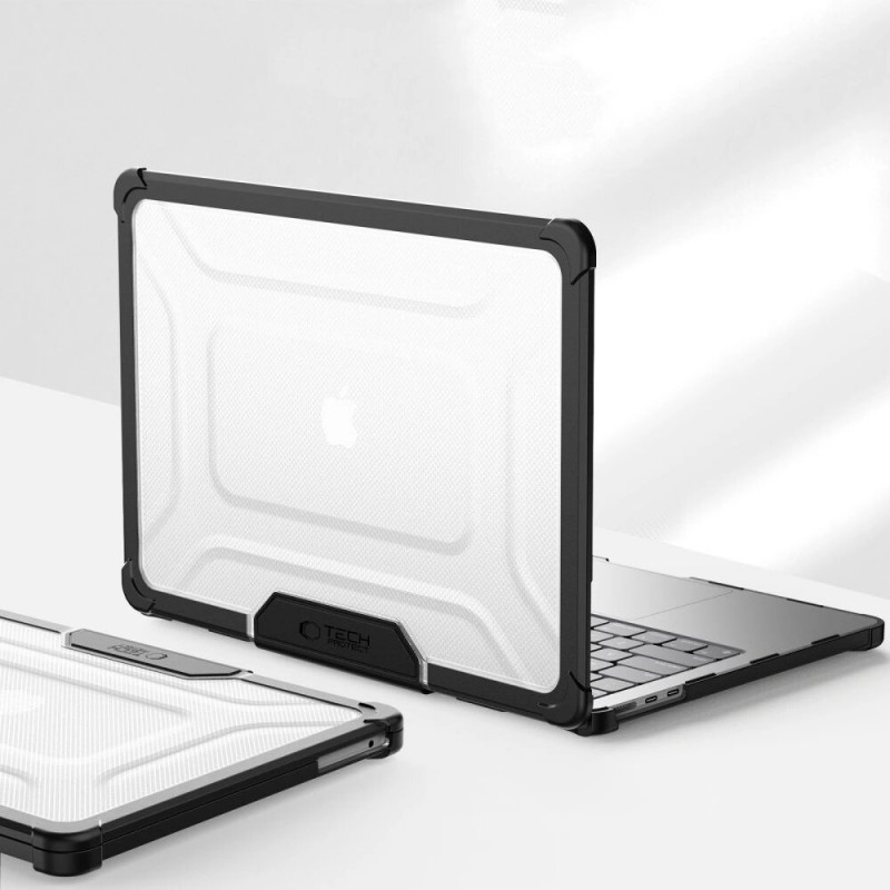 Tech-Protect SmartShell Pro hoes voor Apple MacBook Air 13" (M2/M3/M4/M5) 2023-2025, zwart/transparant