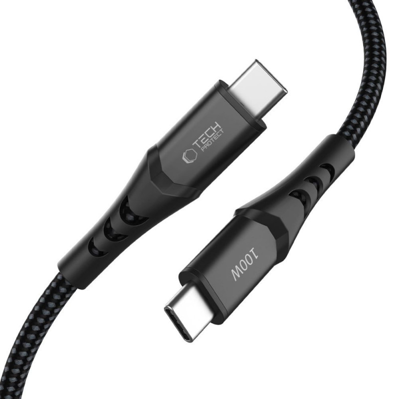 Tech-Protect UB11T Ultraboost USB-C / USB-C-kabel, PD 100W, 100 cm, zwart