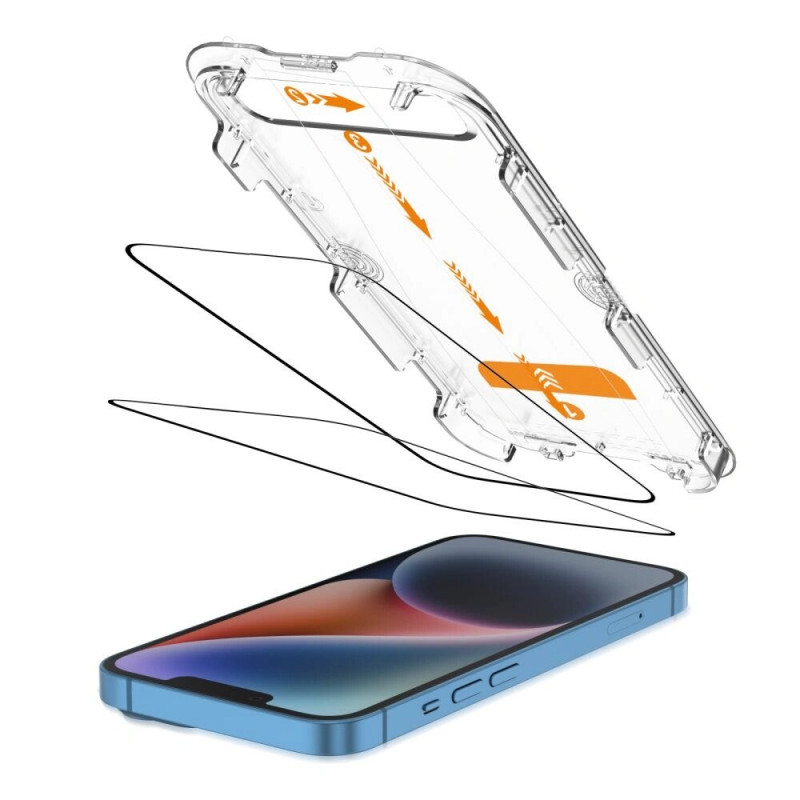 Tech-Protect Quick Set+ gehard glas schermbeschermer voor Apple iPhone 13 / 13 Pro / 14 / 16e, zwart (2 st.)