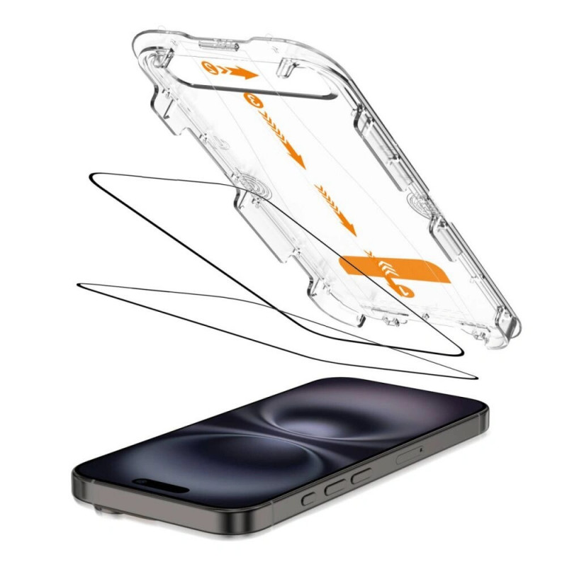 Tech-Protect Quick Set+ gehard glas schermbeschermer voor Apple iPhone 15 / 16, zwart (2 st.)