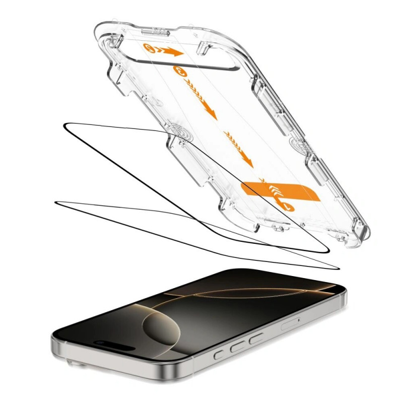 Tech-Protect Quick Set+ gehard glas schermbeschermer voor Apple iPhone 16 Pro, zwart (2 stuks)
