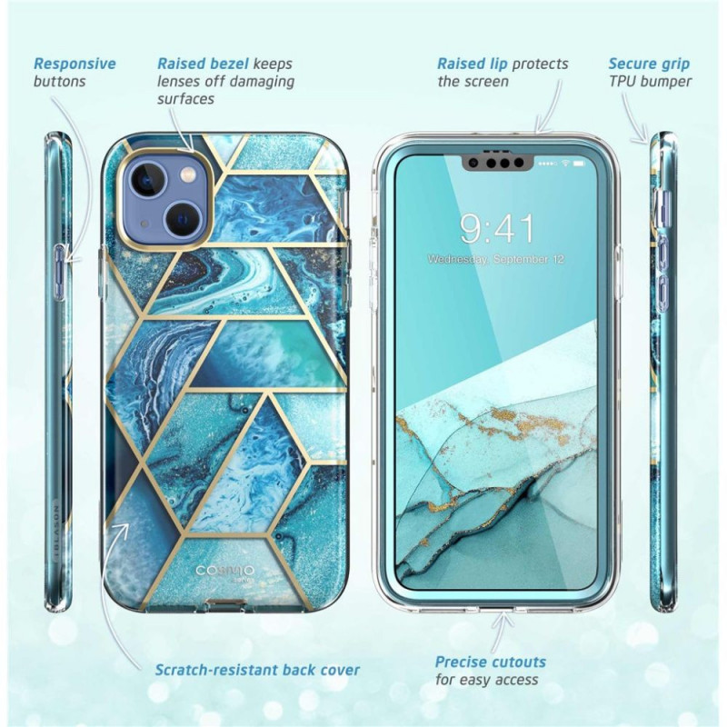 Supcase Cosmo-hoesje voor Apple iPhone 14 Plus / 15 Plus, oceaanblauw