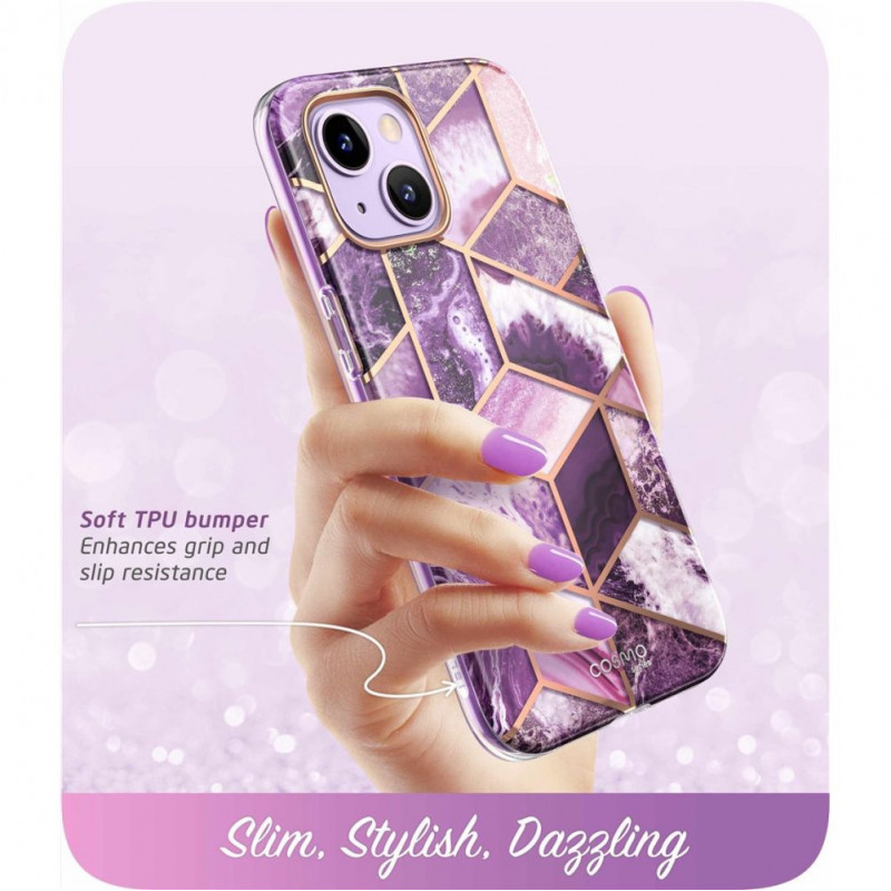 Supcase Cosmo-hoesje voor Apple iPhone 14 Plus / 15 Plus, marmerpaars