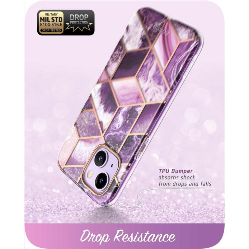 Supcase Cosmo-hoesje voor Apple iPhone 14 Plus / 15 Plus, marmerpaars
