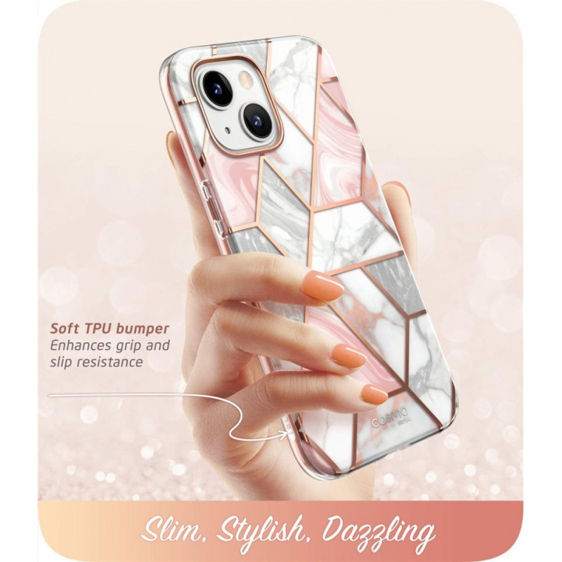 Supcase Cosmo-hoesje voor Apple iPhone 14 Plus / 15 Plus, roze marmer