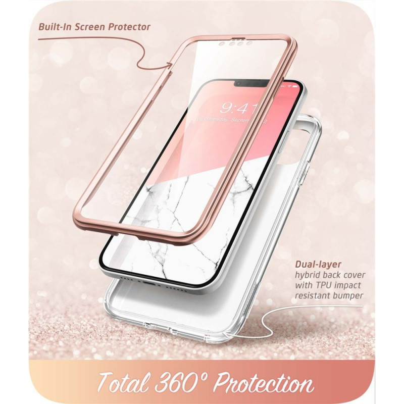 Supcase Cosmo-hoesje voor Apple iPhone 14 Plus / 15 Plus, roze marmer