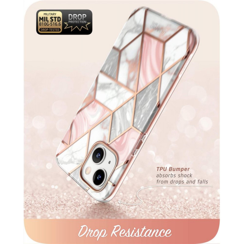 Supcase Cosmo-hoesje voor Apple iPhone 14 Plus / 15 Plus, roze marmer
