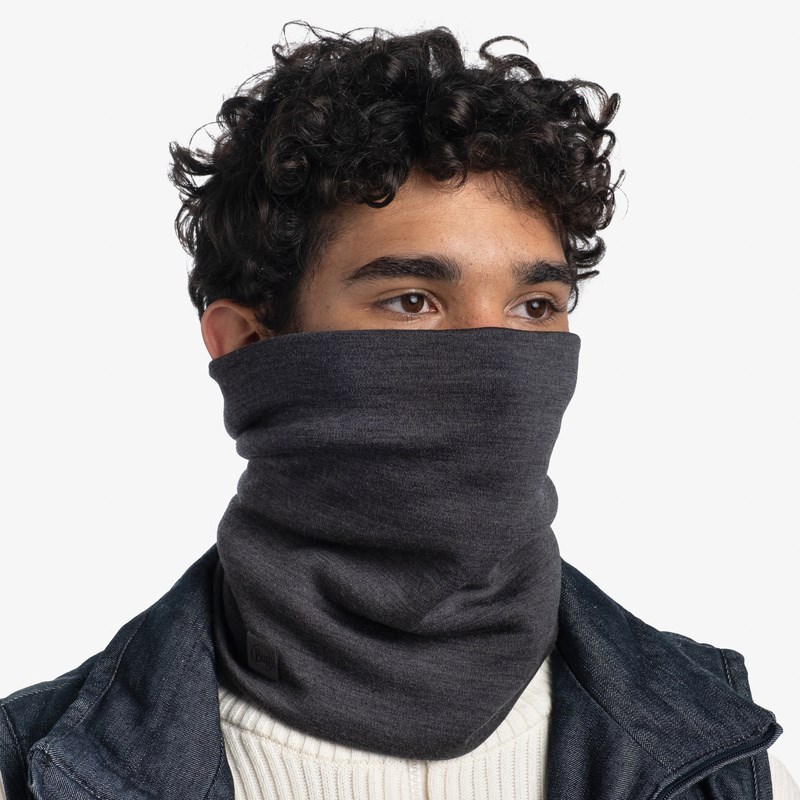 Buff Merino Heavyweight multifunctionele nekwarmer, effen grijs