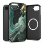 Tech-Protect Lamano MagSafe-hoesje voor Apple iPhone 16e / 17e, zwart en groen (Verde Aura)