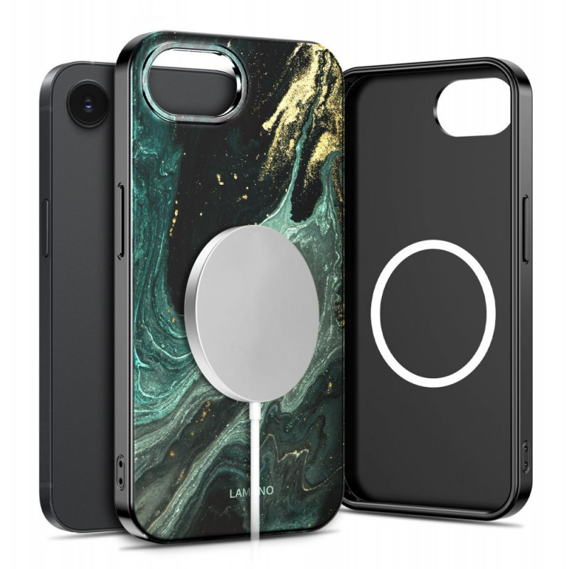 Tech-Protect Lamano MagSafe-hoesje voor Apple iPhone 16e / 17e, zwart en groen (Verde Aura)