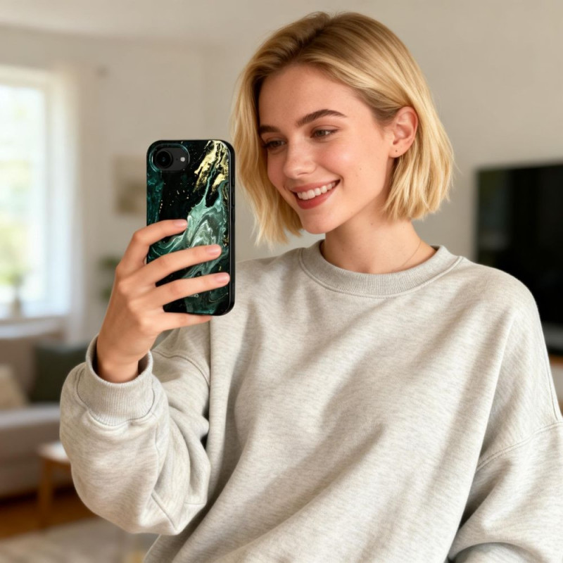 Tech-Protect Lamano MagSafe-hoesje voor Apple iPhone 16e / 17e, zwart en groen (Verde Aura)
