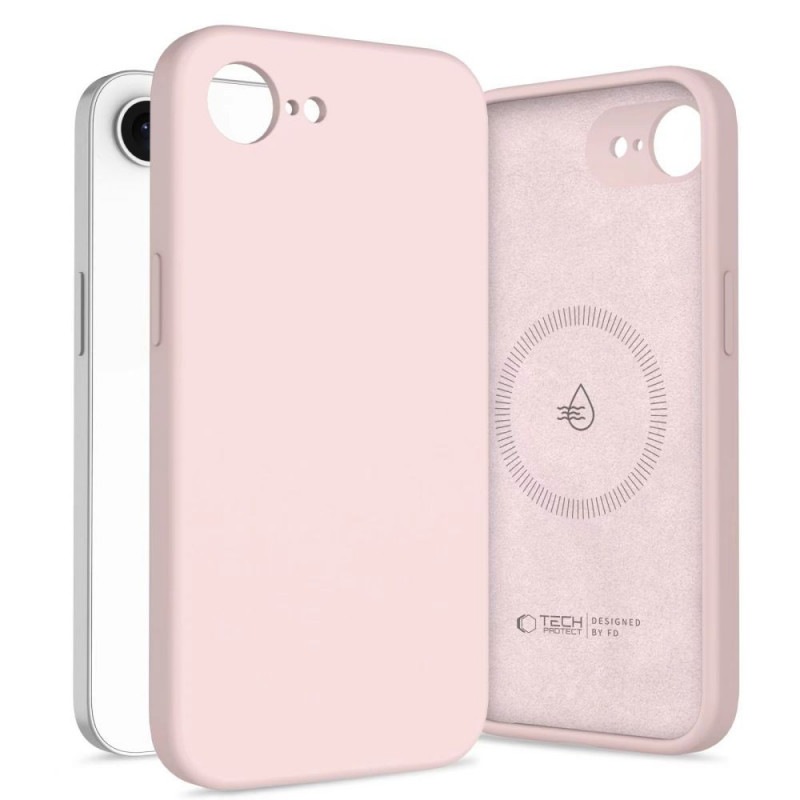 Tech-Protect siliconen MagSafe-hoesje voor Apple iPhone 16e / 17e, roze parel