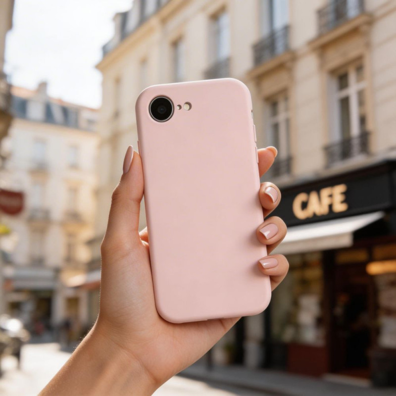 Tech-Protect siliconen MagSafe-hoesje voor Apple iPhone 16e / 17e, roze parel
