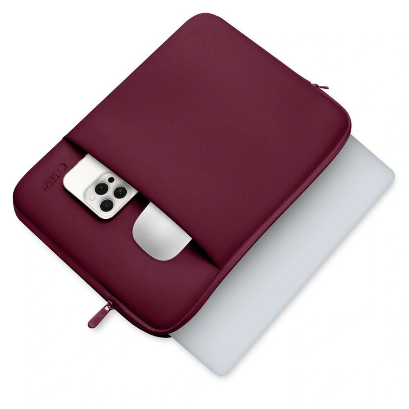 Tech-Protect neoprenen laptophoes 14", bordeaux