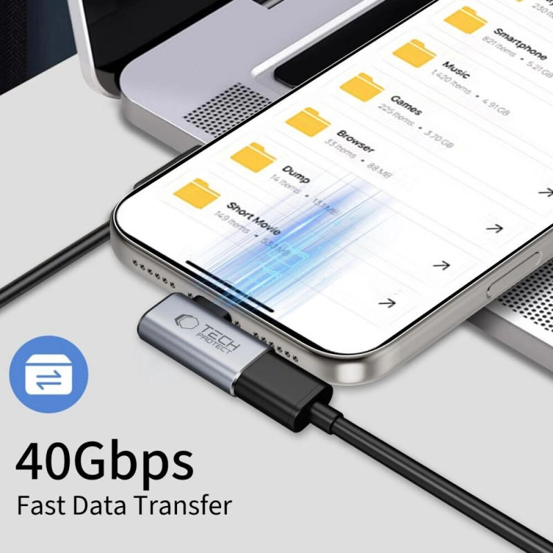 Tech-Protect UltraBoost AA01 haakse adapter USB-C, grijs