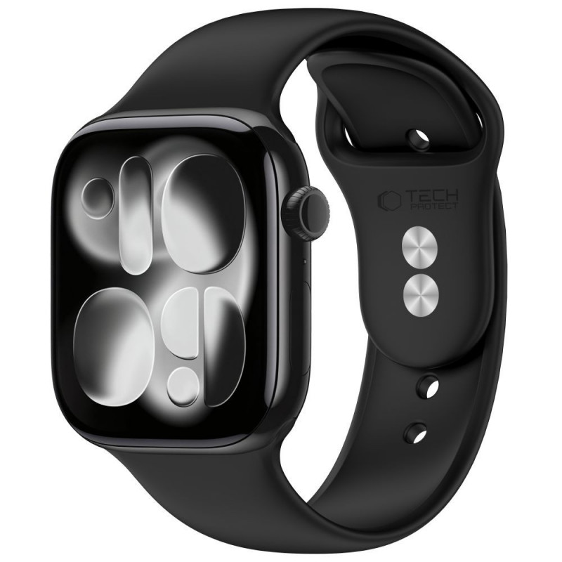 Tech-Protect siliconen band voor Apple Watch 8 / 9 / 10 / 11 / 12 / SE / Ultra 44/45/46/49 mm, zwart