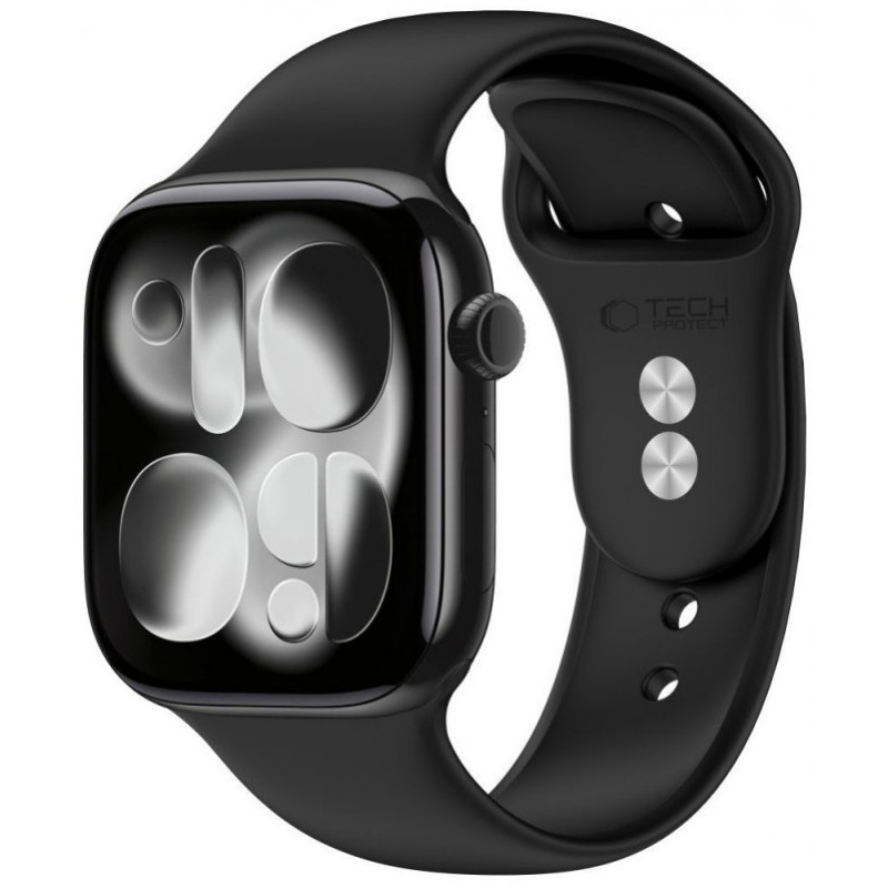Tech-Protect siliconen band voor Apple Watch 8 / 9 / 10 / 11 / 12 / SE / Ultra 44/45/46/49 mm, zwart