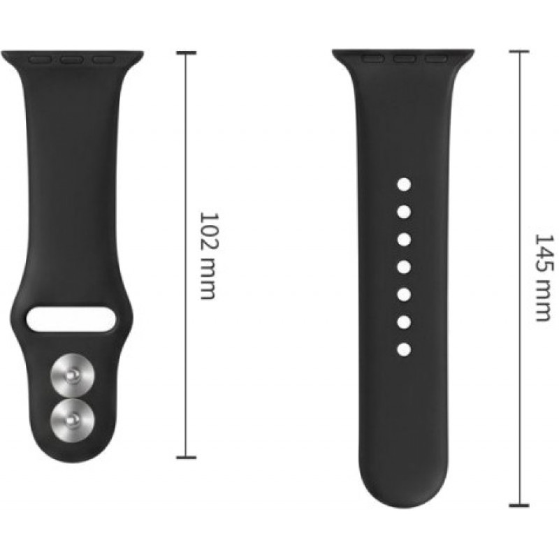 Tech-Protect siliconen band voor Apple Watch 8 / 9 / 10 / 11 / 12 / SE / Ultra 44/45/46/49 mm, zwart