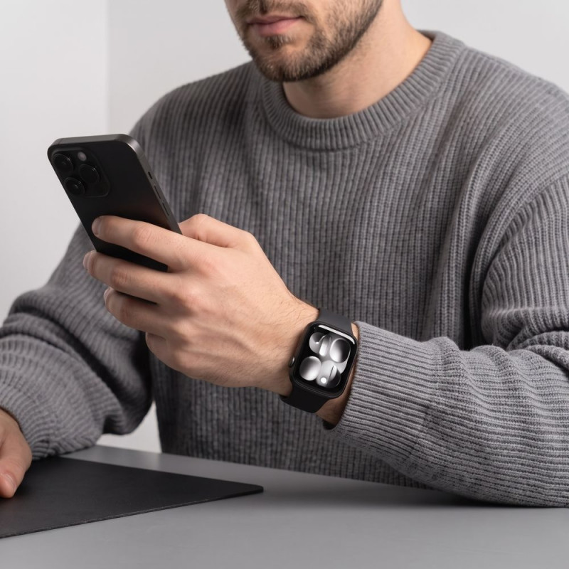 Tech-Protect siliconen band voor Apple Watch 8 / 9 / 10 / 11 / 12 / SE / Ultra 44/45/46/49 mm, zwart
