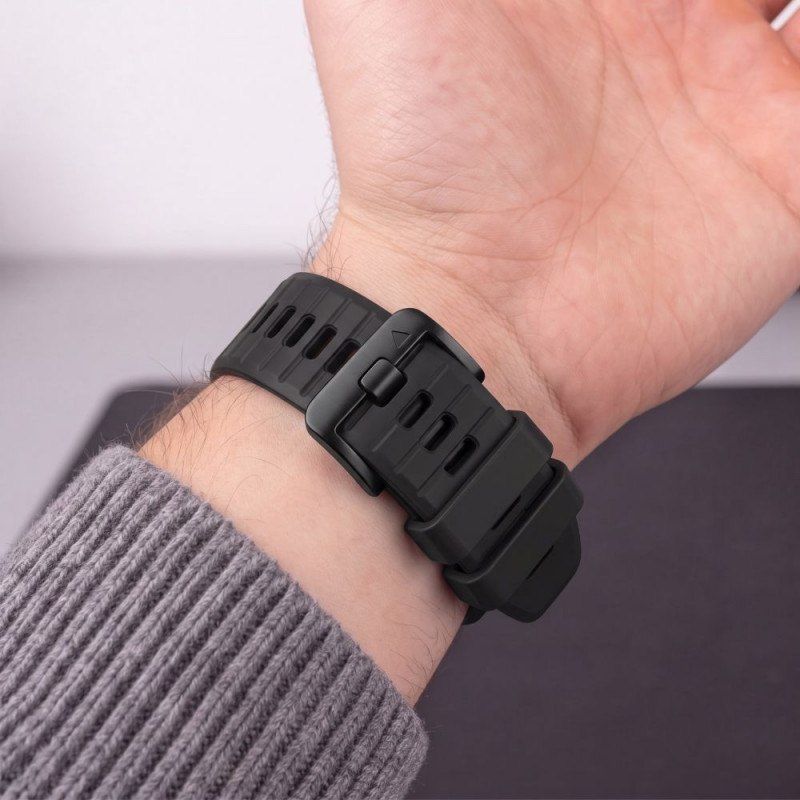 Tech-Protect Siliconen band voor Garmin Fenix 5 / 6 / 6 Pro / 7 / 8 / 8 Pro / E / 9 / 9 Pro 51 mm, Obsidian Black