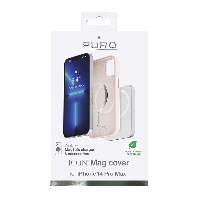 Puro ICON MAG MagSafe-siliconehoesje voor Apple iPhone 14 Pro Max, Dusty Pink