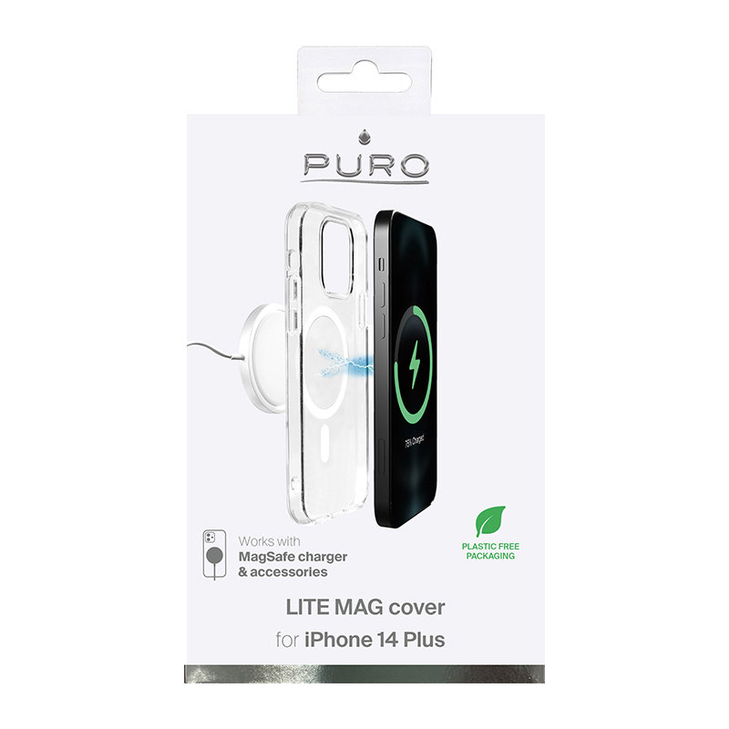 Puro Litemag MagSafe-hoesje voor Apple iPhone 14 Plus / 15 Plus, transparant