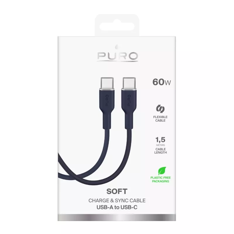 Puro Icon 60W USB-C naar USB-C-kabel 1,5 m, marineblauw