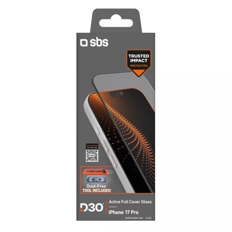 SBS D3O gehard glas met applicator voor iPhone 17 Pro (1 st)